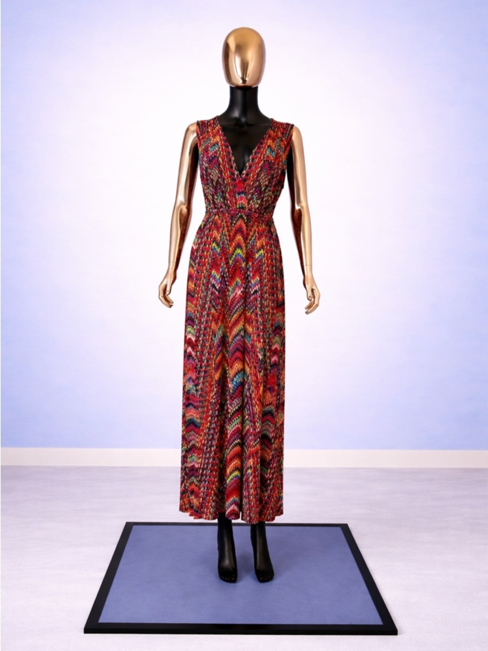 Banana Republic Sleeveless V-Neck Chevron Maxi Dress in Multicolor